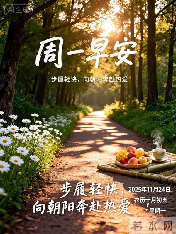 2025年11月24日十月初五早上好，周一早晨祝福语，冬日早安图片