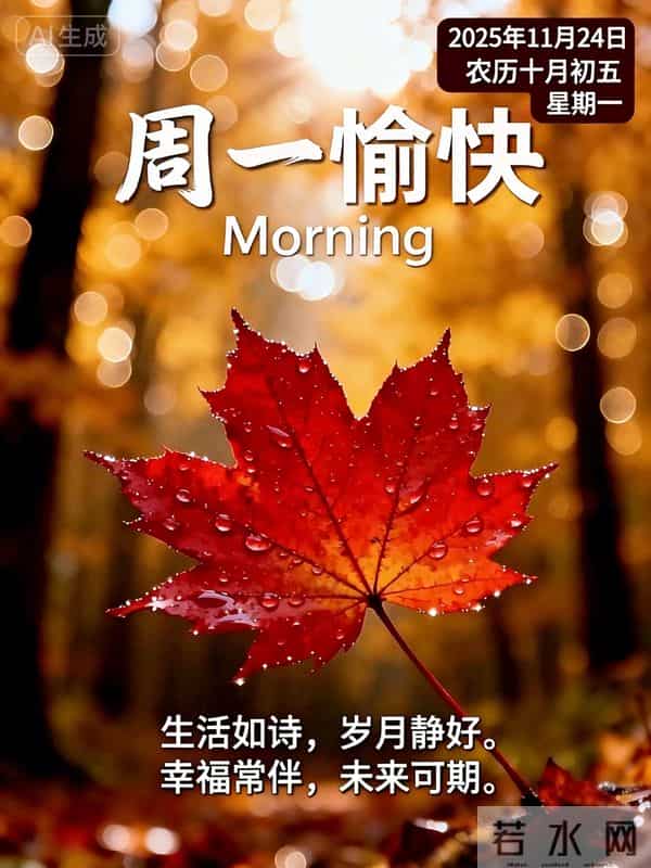 2025年11月24日十月初五周一早上好！最佳创意漂亮早晨祝福语图片