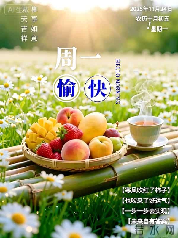 2025年11月24日十月初五早上好，周一早晨祝福语，冬日早安图片