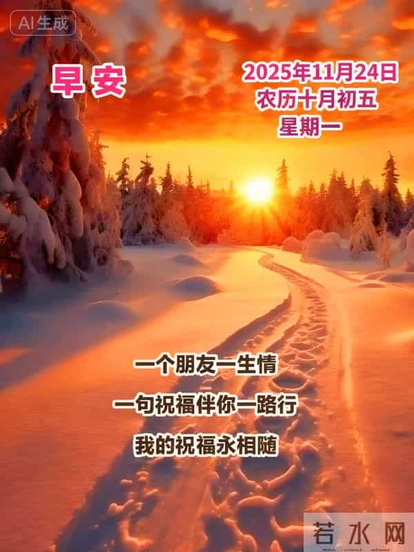 2025.11.24今日十月初五——早上好,周一祝福问候语,早安图片