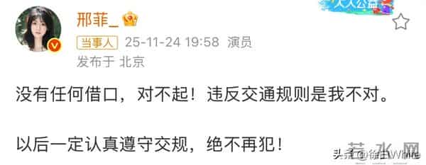 邢菲道歉了！直言没有任何借口，对不起！粉丝留言：演员真是可悲