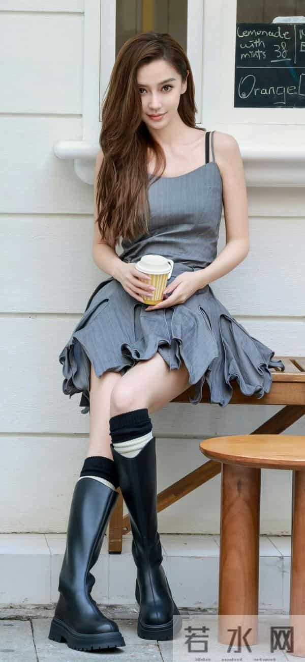 杨颖这身“拼接衬衫裙”，时髦度直接封神