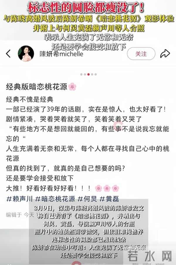 离婚9个月再看陈妍希陈晓:一个暴瘦脱相,一个成“人间水蜜桃”