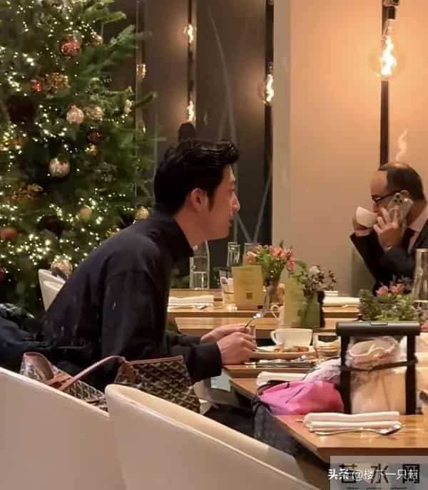 窦骁何超莲国外吃烛光晚餐 窦骁眼神黏在何超莲身上 看呆饭都忘记吃