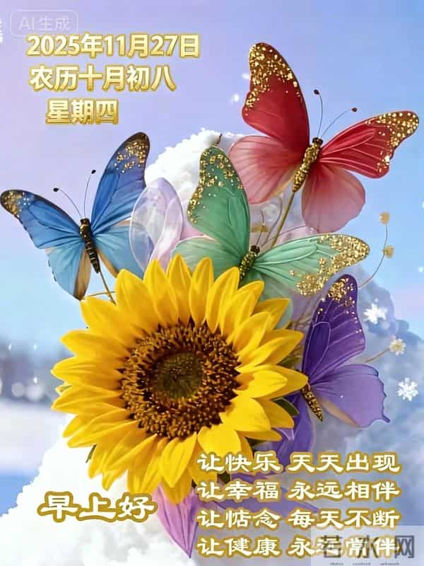 2025.11.27 冬天周四早安愉快!最新精美周四早上好温馨祝福语图片