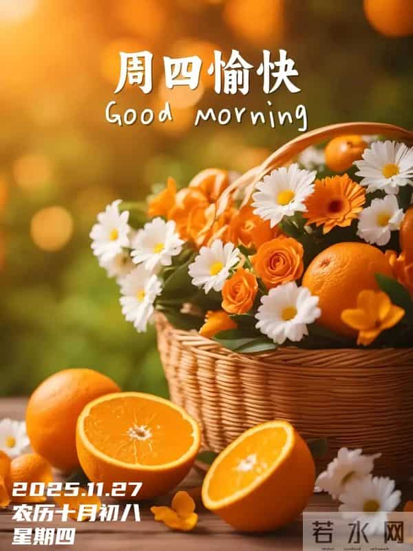 「冬日暖阳」11月27日早上好！初冬的早晨祝福问候语，早安图片