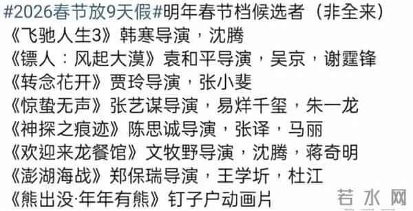 春节档8部电影对轰!沈腾吴京争冠,贾玲入局,张艺谋手握王炸