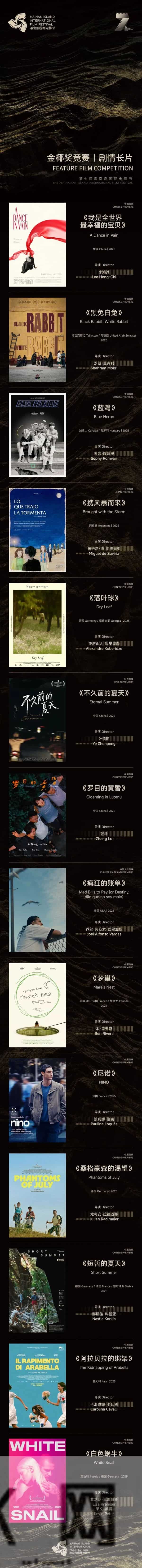 第七届海南岛国际电影节“金椰奖”入围名单公布→