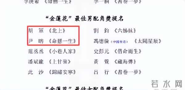 范丞丞提名金莲花最佳男配角