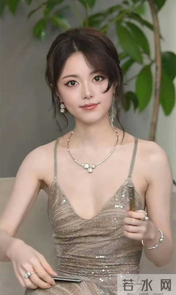 赵今麦吊带深V礼服