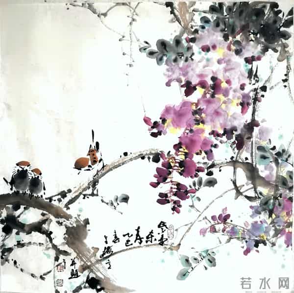 紫藤挂云木，丹青锁阳春｜紫藤花国画精品赏