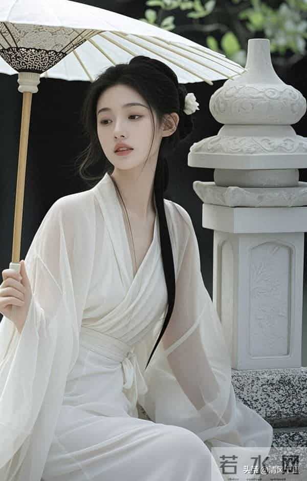 清风续句诗-日筛碎影过石苔,伞底低眉拾翠来。忽有蝉声摇淡霭