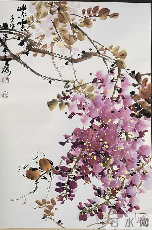 紫藤挂云木，丹青锁阳春｜紫藤花国画精品赏