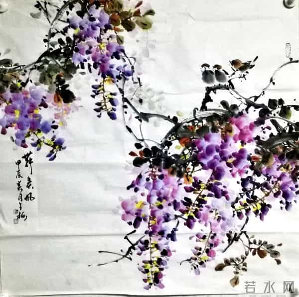紫藤挂云木，丹青锁阳春｜紫藤花国画精品赏