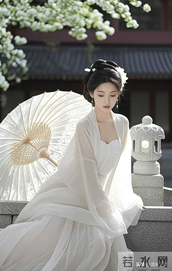 清风续句诗-日筛碎影过石苔,伞底低眉拾翠来。忽有蝉声摇淡霭