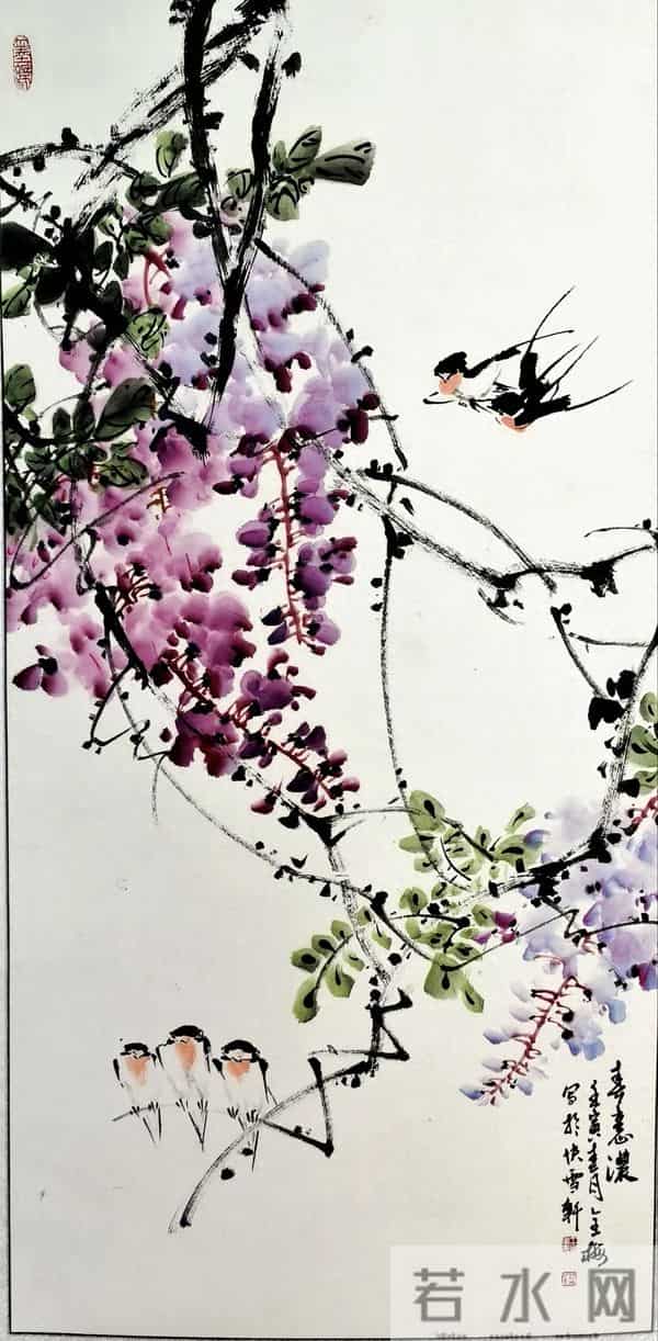 紫藤挂云木，丹青锁阳春｜紫藤花国画精品赏