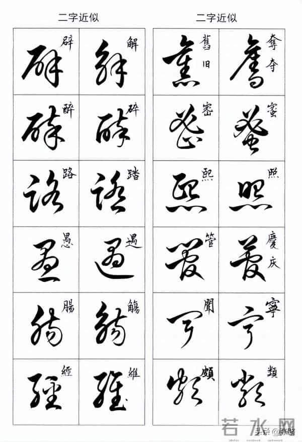 草书二字近似