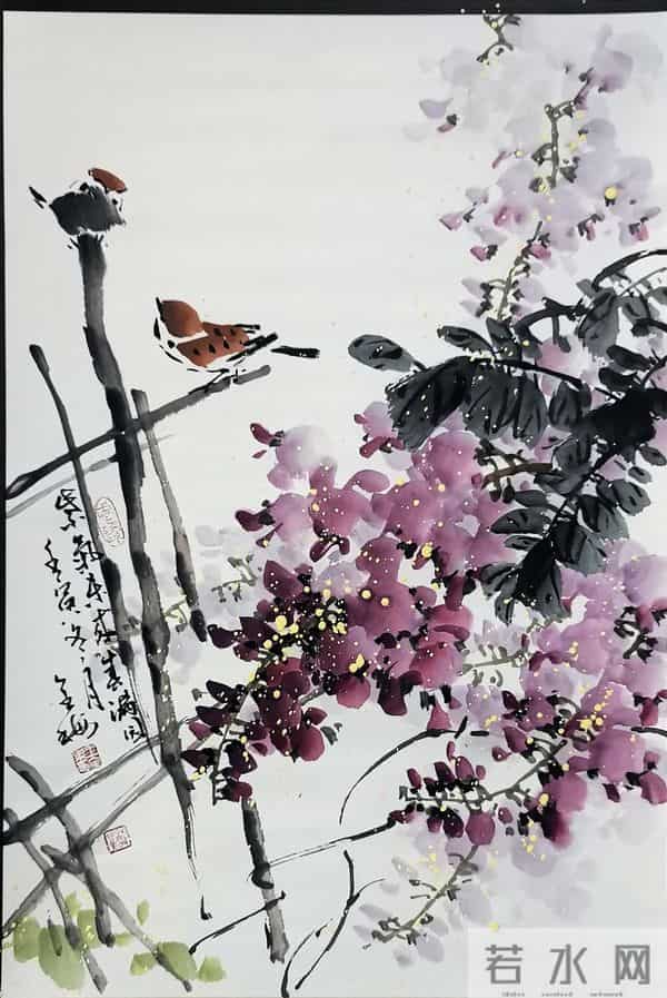 紫藤挂云木，丹青锁阳春｜紫藤花国画精品赏