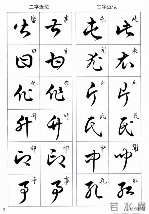 草书二字近似