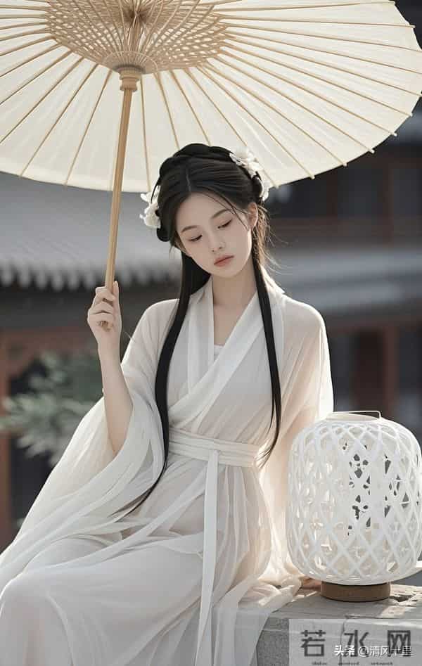 清风续句诗-日筛碎影过石苔,伞底低眉拾翠来。忽有蝉声摇淡霭