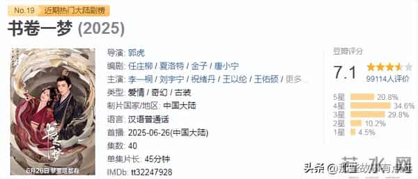 2025年评分最高的十部古装剧,《藏海传》排在第七位