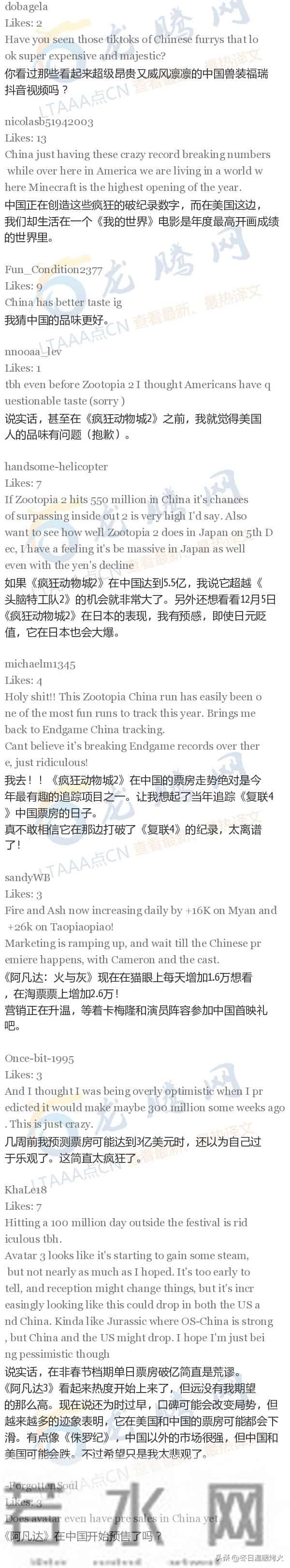 【龙腾网】在中国,《疯狂动物城2》周六单日票房收1.0428亿美元