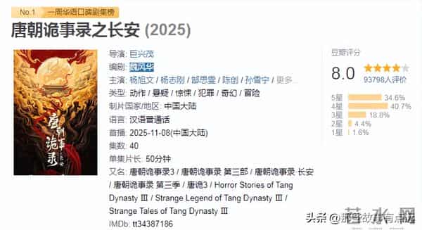 2025年评分最高的十部古装剧,《藏海传》排在第七位