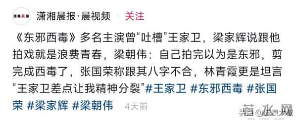 王家卫再度被扒!当年《东邪西毒》30人嫖娼被抓,事后甩锅临时工