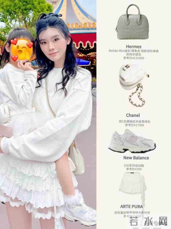迪士尼偶遇何猷君一家，4岁女儿背1.7万挎包，奚梦瑶本人美到失语