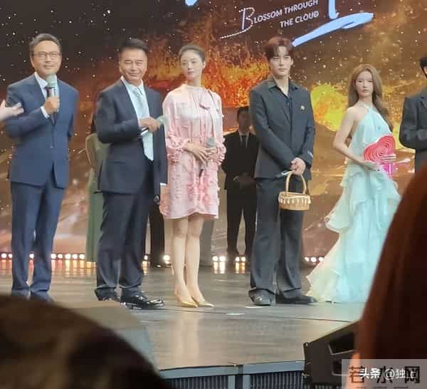 蒋欣出席招商大会，真人瘦好几圈又高又白，穿粉裙好显嫩不像42岁