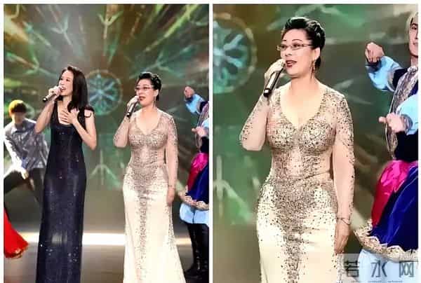 72岁的关牧村，跟莫文蔚站一块儿。一个珠圆玉润，一个骨感纤细。