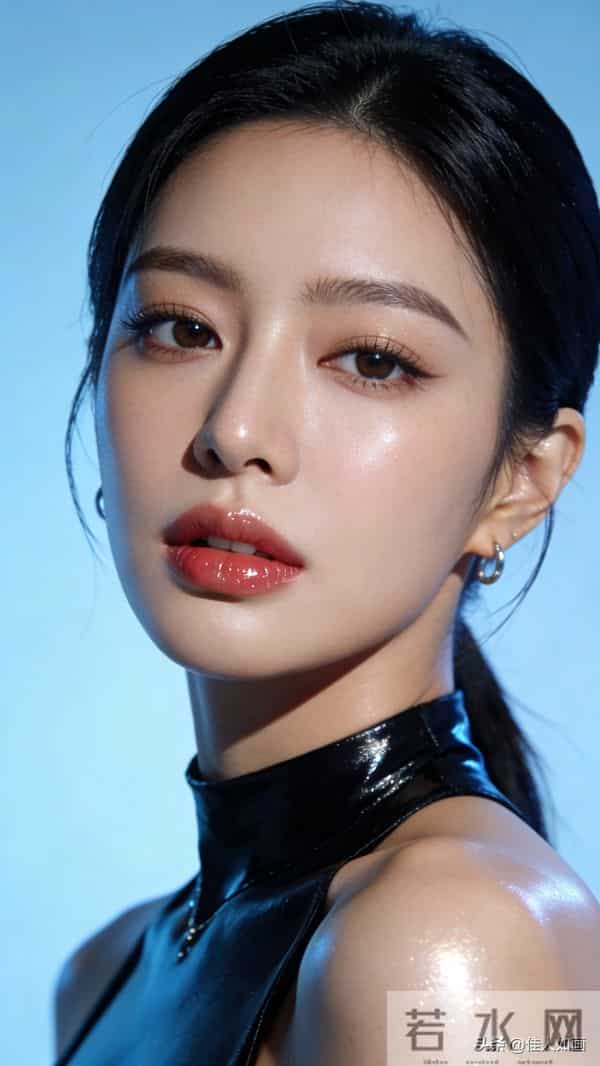 黑发红唇+水光感,高级又惊艳