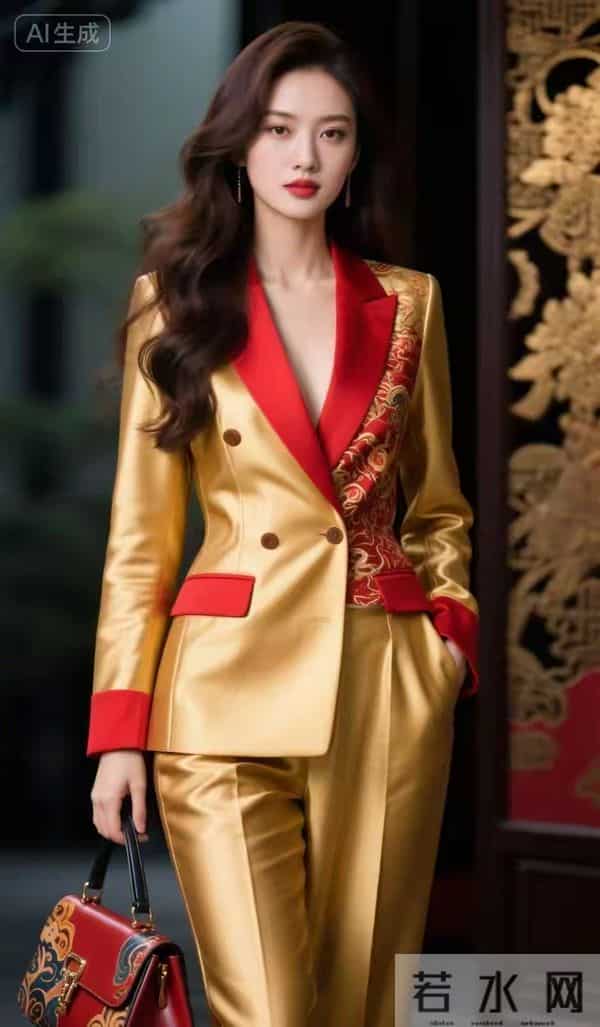 红金两色搭配的西服