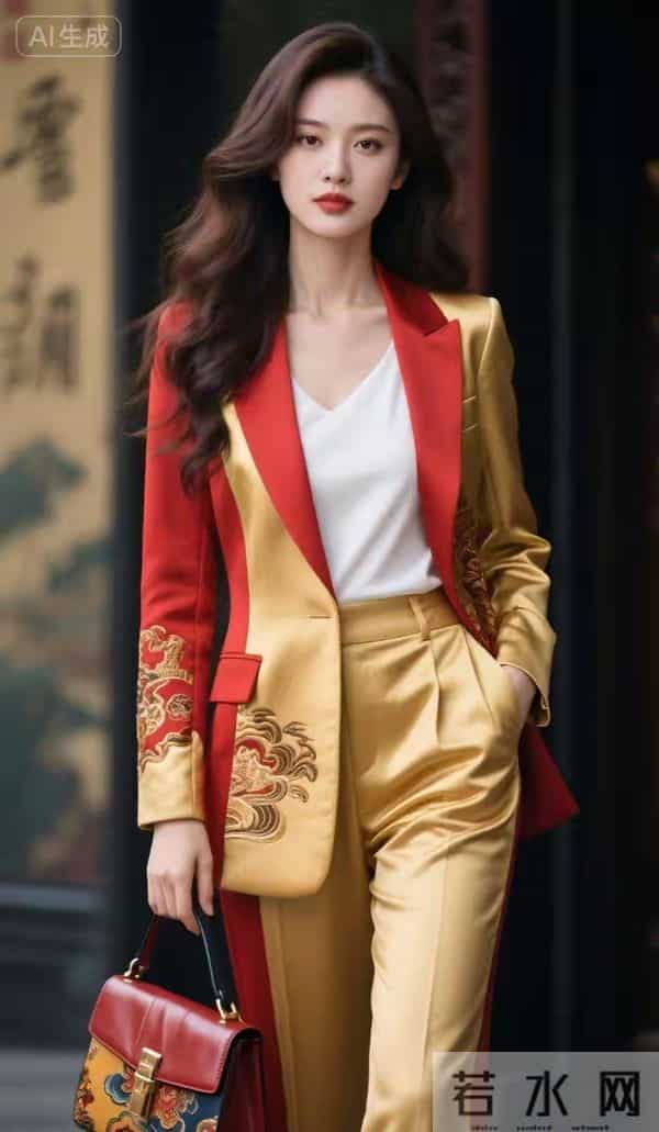 红金两色搭配的西服