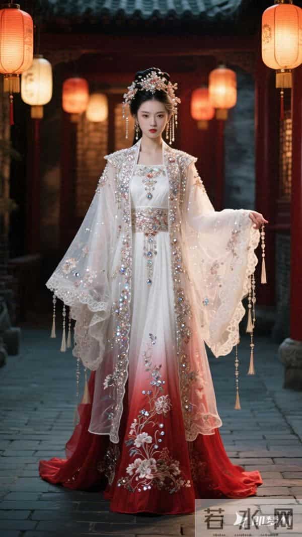 灯市谜影 渐变刺绣袄裙