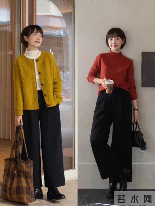 这才是中年女人该有的秋冬打扮:毛衣+直筒裤,优雅舒适还时髦
