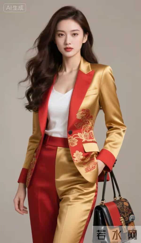 红金两色搭配的西服