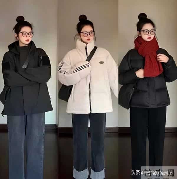36套入冬穿搭示范：“羽绒服+牛仔裤”，冬天不露腿，保暖又舒适
