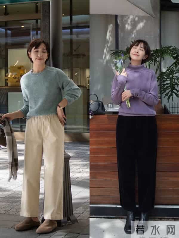 这才是中年女人该有的秋冬打扮:毛衣+直筒裤,优雅舒适还时髦