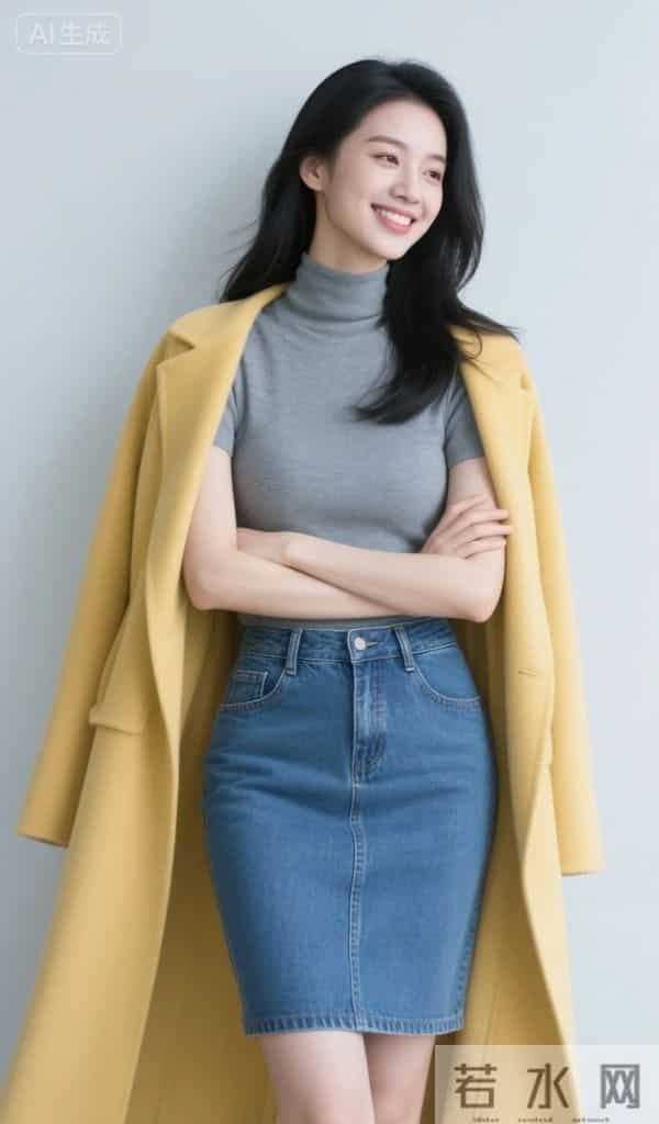 灰色短袖衫与牛仔裙