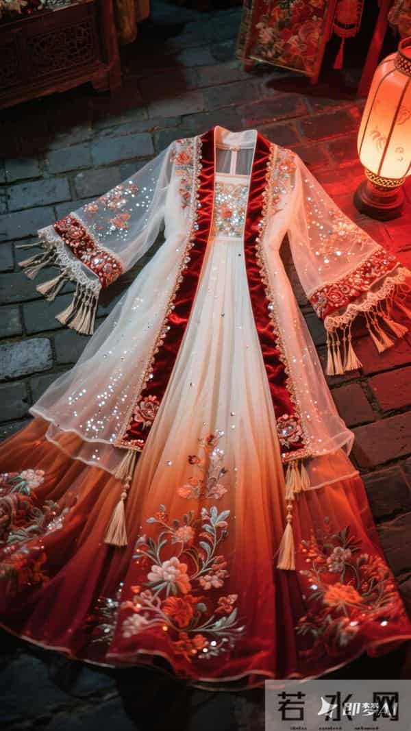 灯市谜影 渐变刺绣袄裙