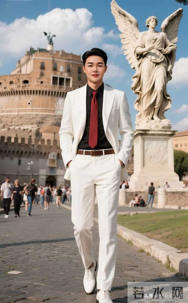 东方大叔立罗马，时尚与历史共舞；一幅雅致格调的跨国画卷！
