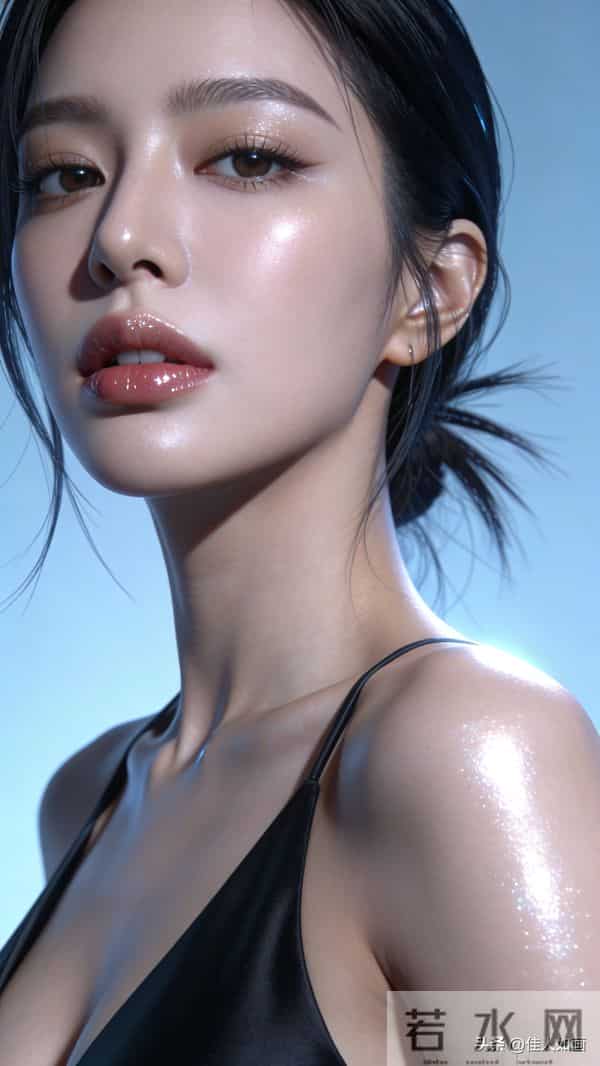 黑发红唇+水光感,高级又惊艳