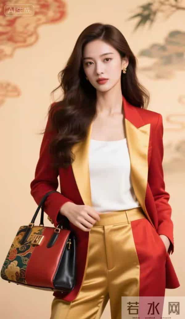 红金两色搭配的西服