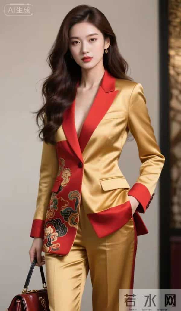 红金两色搭配的西服