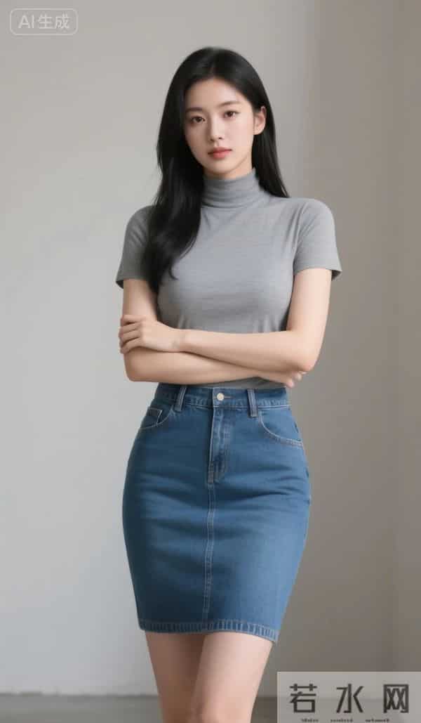 灰色短袖衫与牛仔裙