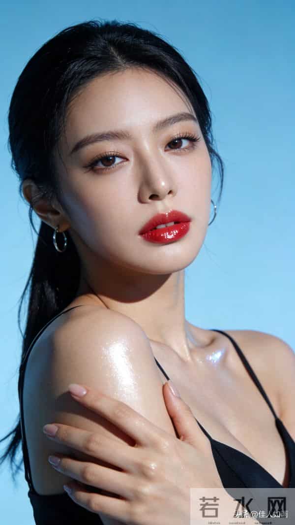 黑发红唇+水光感,高级又惊艳