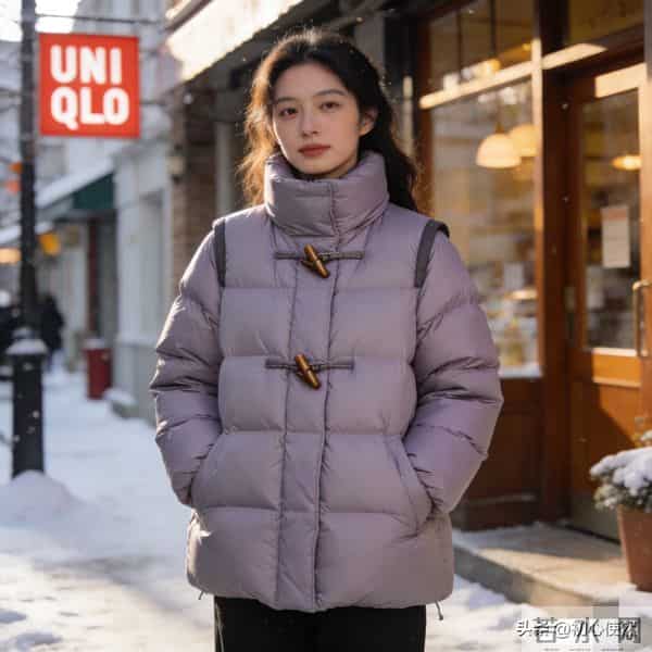 优衣库灰紫羽绒服封神！90%白鸭绒和3种穿搭，黄皮也显白