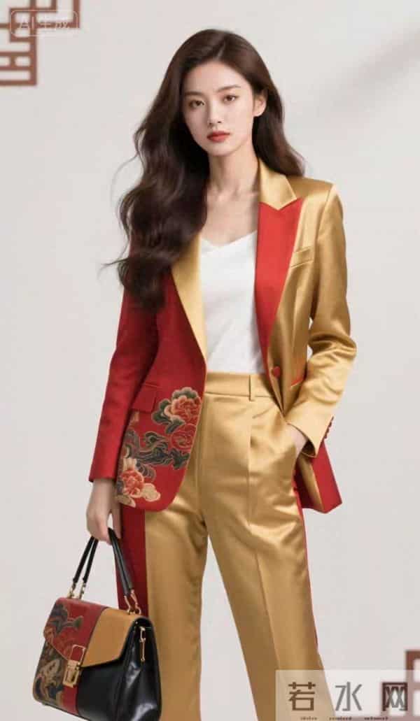 红金两色搭配的西服