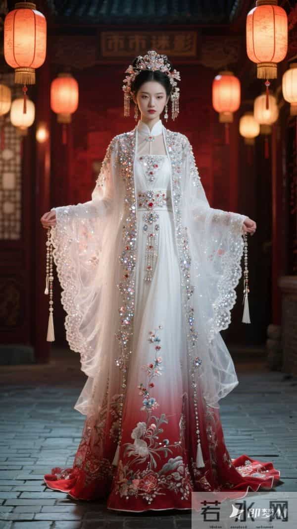 灯市谜影 渐变刺绣袄裙